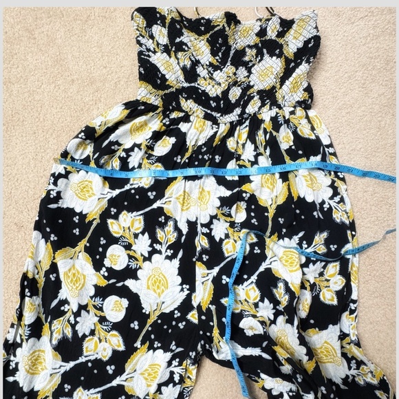 Free People Jumpsuit Little Of Your Love Floral Wide Leg Spaghetti Strap Smocked - Picture 12 of 16